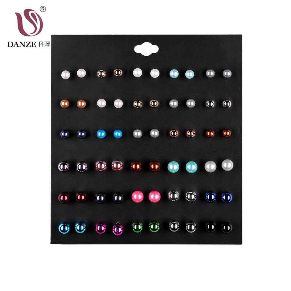 

DANZE 30Pairs/pack Round Ball Multicolor Pearls Classic Stud Earrings Set Earrings for Women Girls Party Wedding Gifts Jewelry