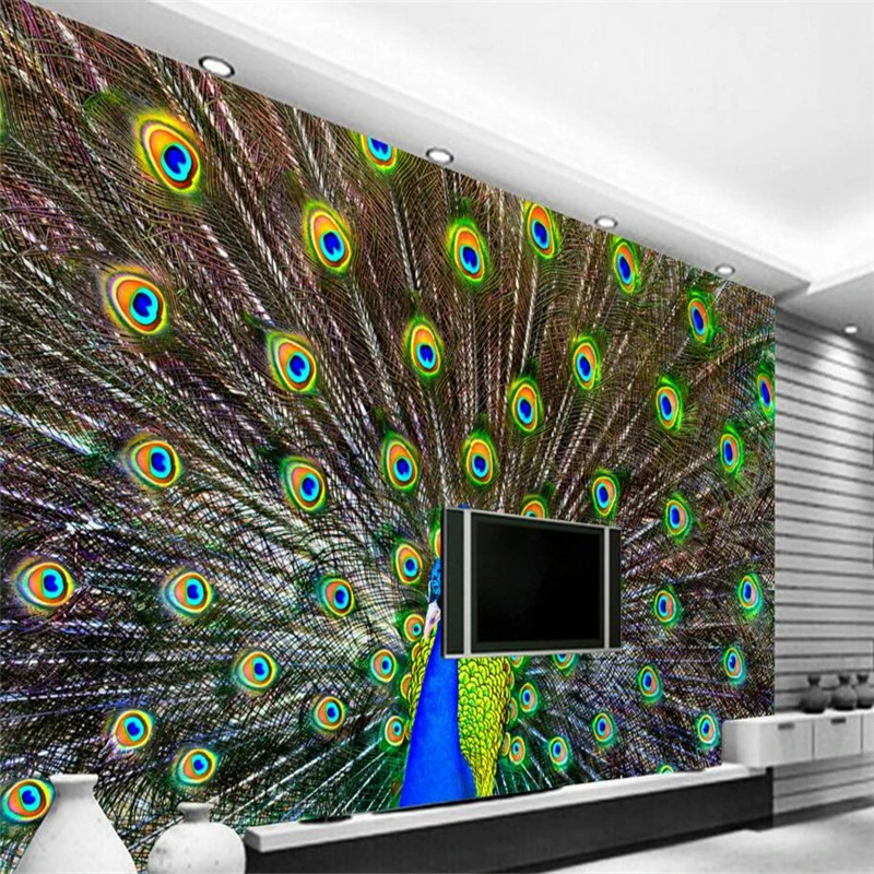 3d обои Beibehang на заказ украшение для дома с изображением павлина открытый экран