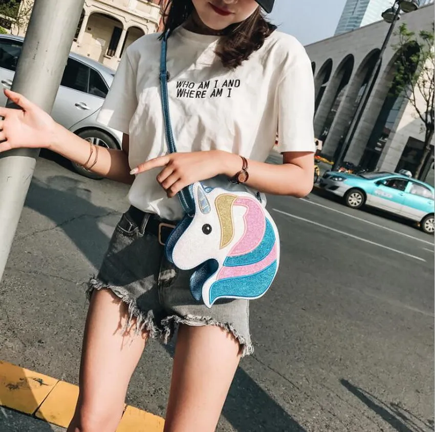 

Flash Unicorn Flap Handbags Women PU Leather Crossbody Bags Summer Phone Bags Casual Sling Chain Messenger Ladies Shoulder Bags
