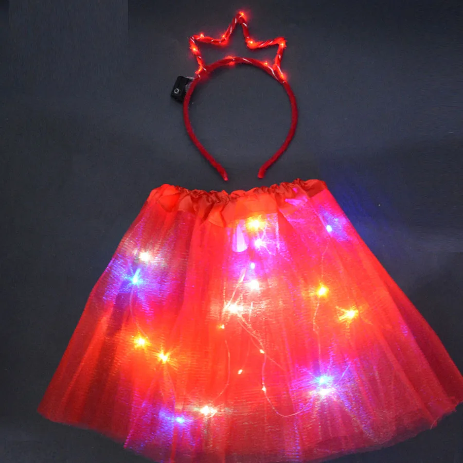 Sparkly Skirt Women's LED Tutu Skirt Light Up Tulle With Polka