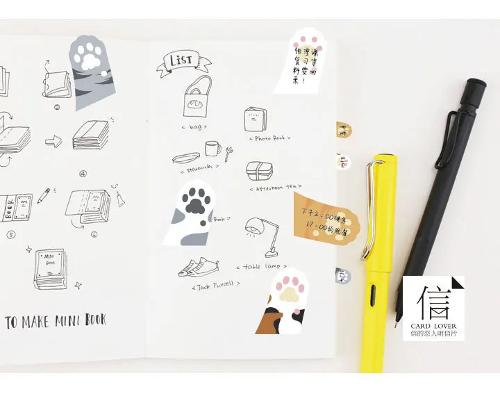 Милые Кот мяу Paw записная книжка Блокнот записная книжка самоклеющиеся липкие закладка для заметок рекламный подарок канцелярские
