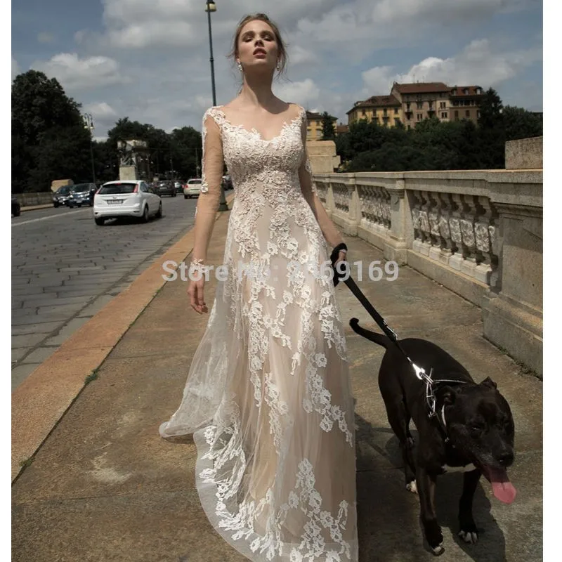 Vestidos De Novia трапециевидные лёгкие Свадебные платья кружевное свадебное платье с открытой спиной церковные свадебные платья