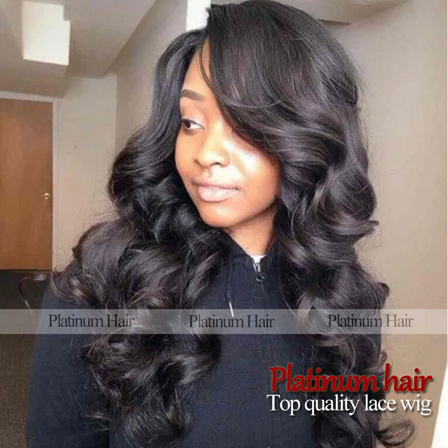 Hot!Synthetic Lace Front/None Lace Wigs Black Body Wave Wig Glueless With Side Bangs Synthetic Lace Front Wigs For Black Women