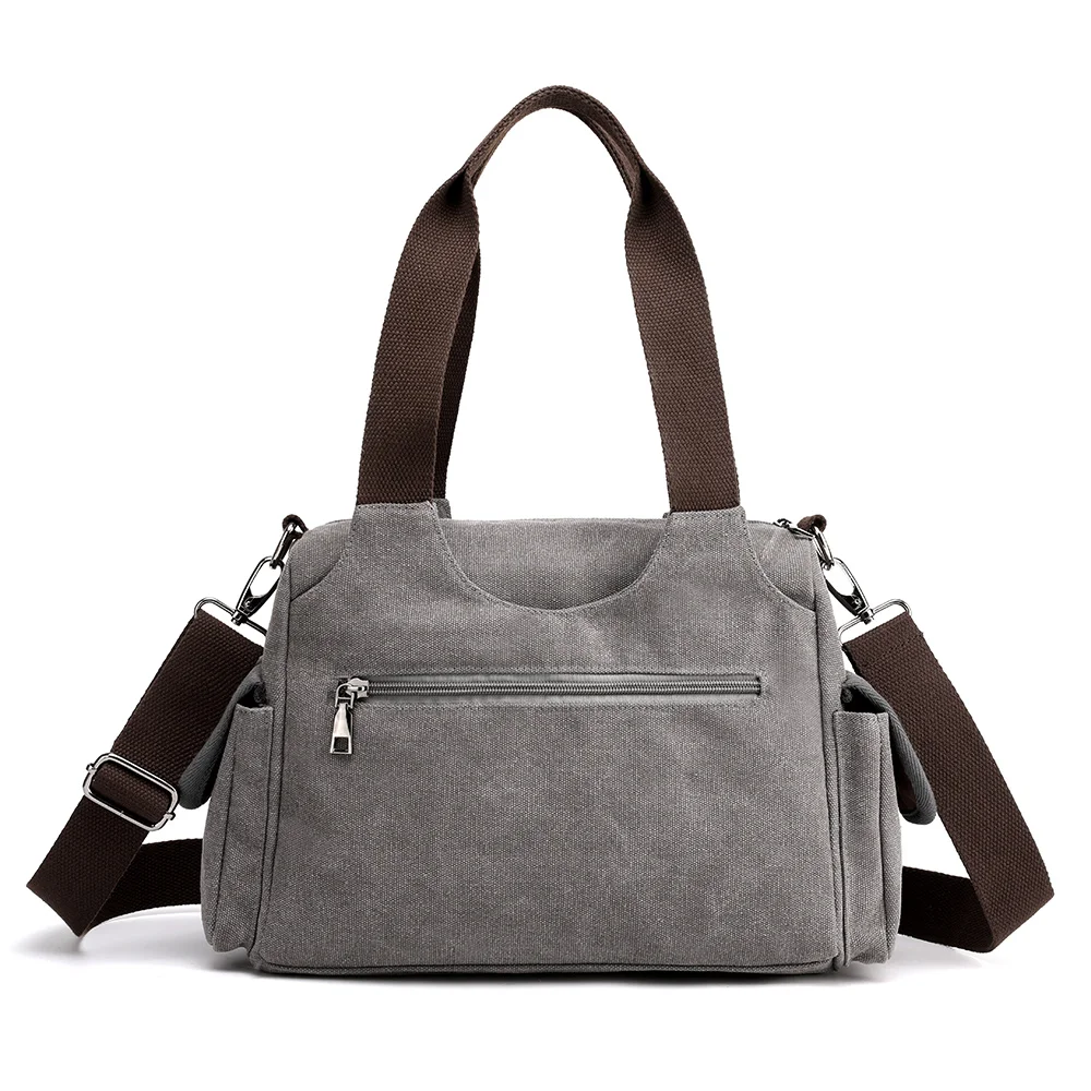 Tanie Kobieta płócienne torebki w stylu casual, damska Hobos torby na jedno ramię dziewczyny Crossbody Pack Vintage solidne wielo kieszeniowe torby damskie na zakupy Bolsas