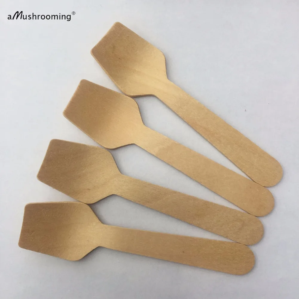 100 x Mini Wooden Flat Spoons Wedding Party Utensils Mini Dessert