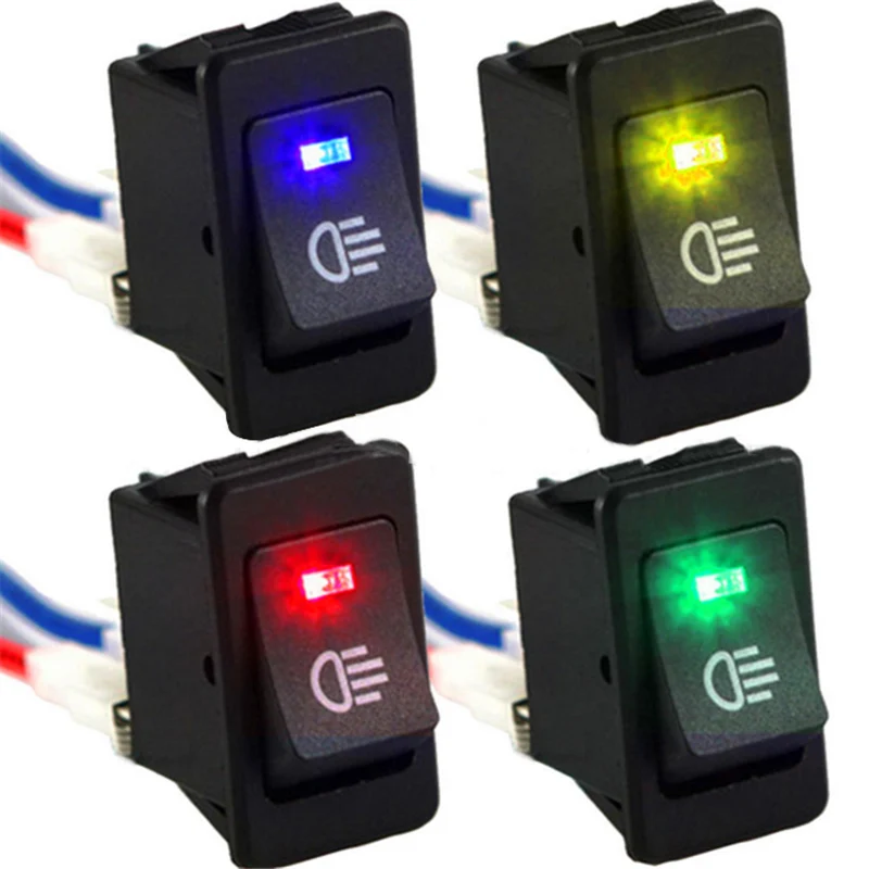 

4 Pins Car Boat Marine LED Light Bar Fog Spot Driving LED ON-OFF Rocker Toggle Switch Red Blue LED Indicator
