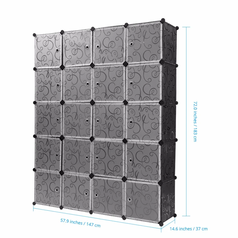 LANGRIA 20-куб вьющиеся узором черные блокируя модульный органайзер для хранения стеллажи Системы гардероб шкаф для одежды для дома Применение