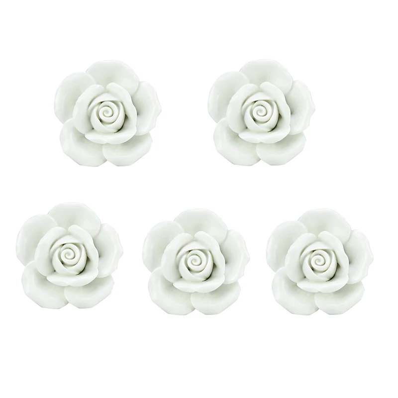 

Drawer Knob Furniture Handles White Ceramic Rose Knob 5 Piece