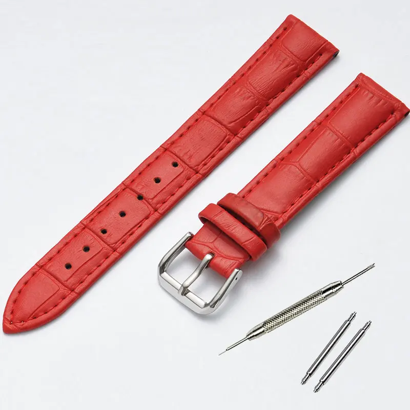 10 12 14 15 16 17 18 19 20 22 14 mm Genuine leather watchband Luxury watch belt strap wristwatches band Female red white black - Цвет ремешка: See Chart