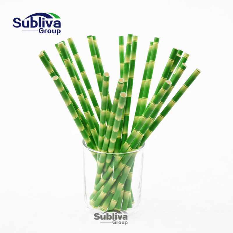 

New Bamboo Paper Straws for Kids Birthday Wedding Decoration Party Straws Creative Paper Drinking Straws Green 25pcs/lot