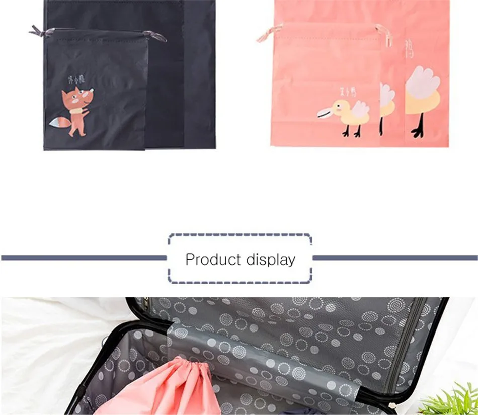 Cute Cartoon Waterproof Storage Bag For Clothing Shoes Underwear Kawaii Organizer Bag Drawstring Bag Housekeeping Stationery Bag (6)