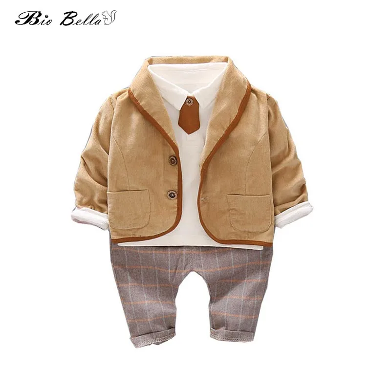 

Gentle Kids 3pcs Clothing Set Baby Boys Gentlemen Tshirt+Suit Tops+Plaid Pant Children Wear Set Boys Clothing Baby Boy Suit