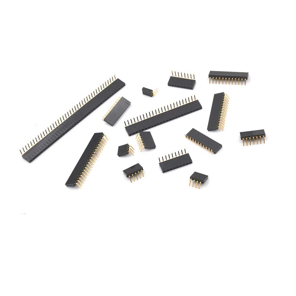 10 PCS 2P-40P Header Right Angle Female Single Row Socket Connector Pin Pitch 2.54mm