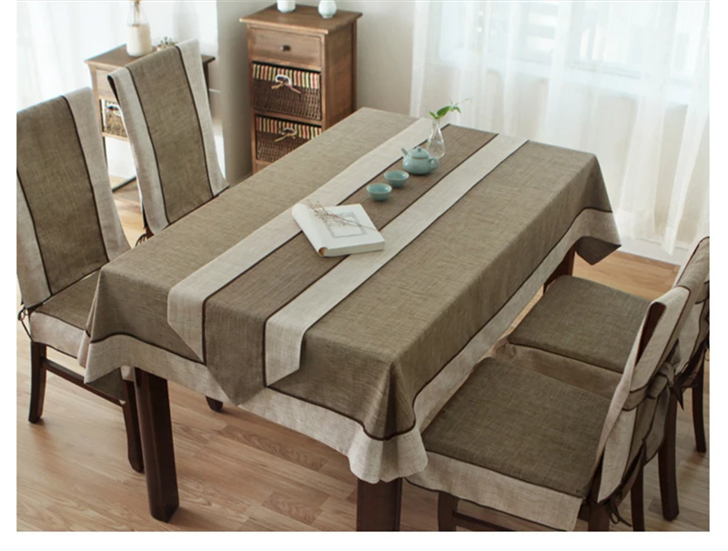 Lanweini Modern Minimalist Style Retro Solid Stripe Table Runner Decorative Chinese Classic Table Flag Cabinet Cover Table Cloth