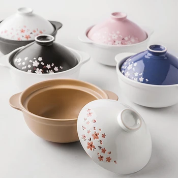 

Creative personalities Japanese style hand-painted heat-resistant ceramics double ears casseroles pot saucepan hot pot gift box