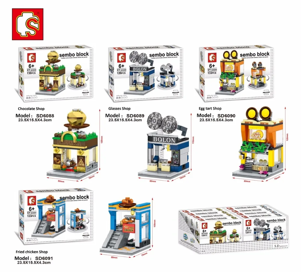 SEMBO SD6088-SD6091 & SD6042-SD6045 & SD6062-6069 Mini Street Cute Small Shop