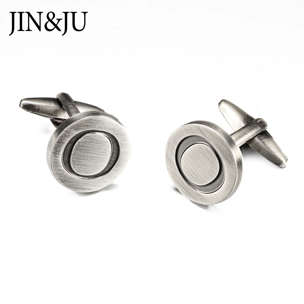 JIN& JU буквы о запонки «Алфавит» для мужчин s античные Серебрянные круглые буквы о Запонки мужские рубашки запонки