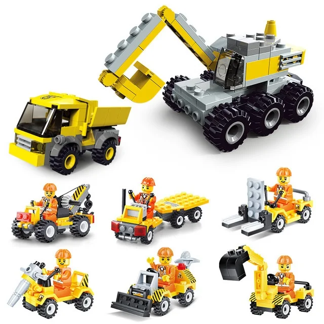 

Urban Construction Team Model Engineering Building Block Plastic Early Education DIY Small Particles Assembling Children's Toys