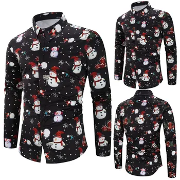 

Men Shirt Men Casual Christmas Theme Button Shirt Top Blouses