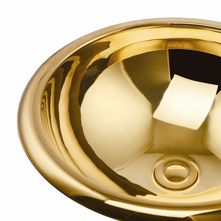 Классическая Роскошная Античная титановая медная подложка, твердая латунная позолоченная полированная круглая раковина для раковины для дома в отеле Dom