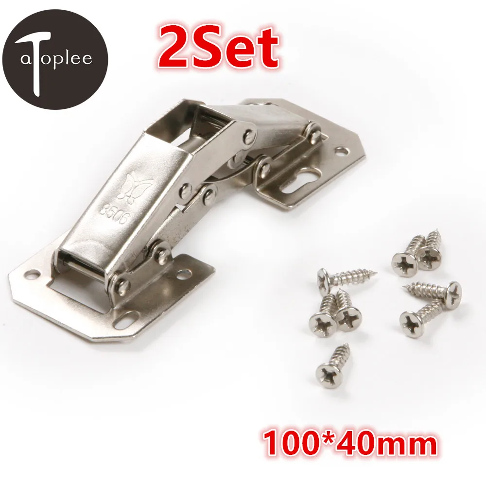 Atoplee 2Set 3 4mm No Drilling Hole Cabinet Hinge Bridge Shaped Spring Frog Hinge Full Overlay