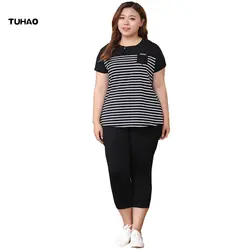 TUHAO плюс Размеры 10XL 8XL 6XL комплект Для женщин брюки топ летние комплекты женский костюм из двух предметов корейский спортивный костюм Для