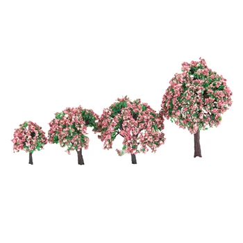 

8x Flower Tree Model Mini 1/75-300 for Train Layout Railway Building DIY Accessory Layout Park Garden Scenery Pink Flower Tree