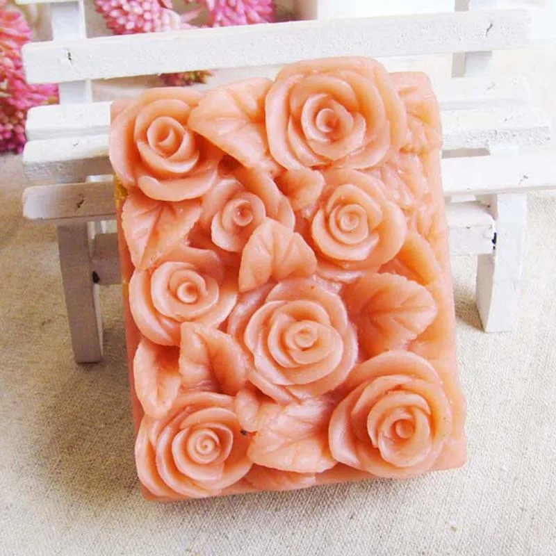 Flower silicone soap molds handmade cheap rectangle soap moldsin Cake