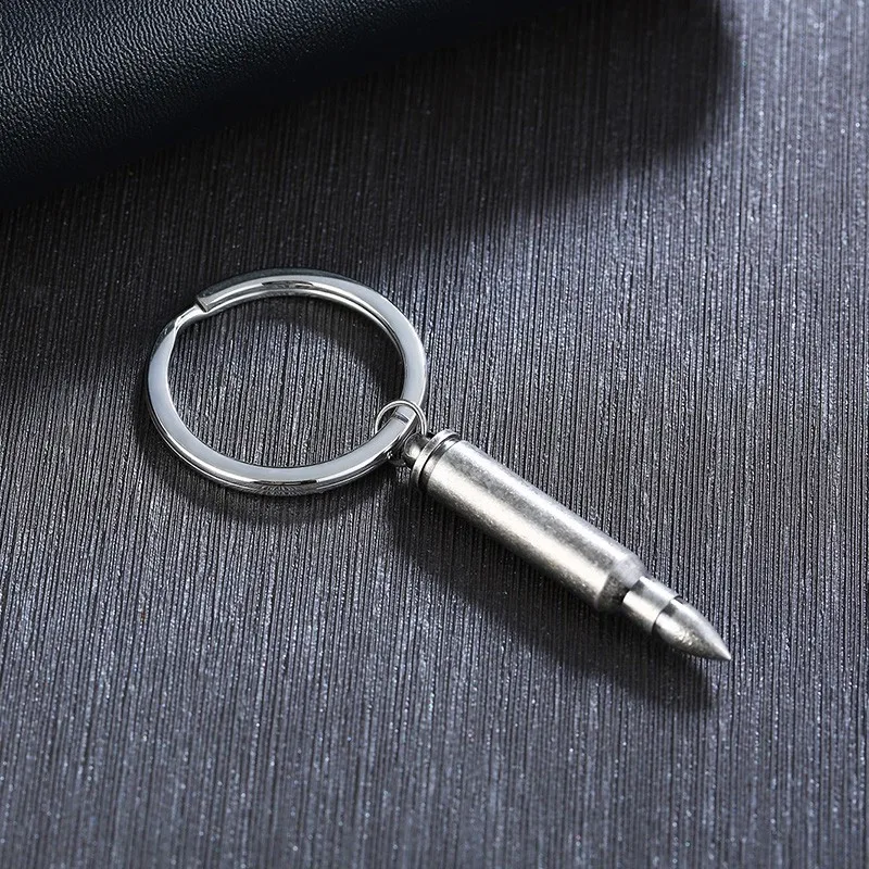 Открывающийся брелок для ключей в форме пули для мужчин Панк ювелирные изделия из нержавеющей стали Металл не выцветает