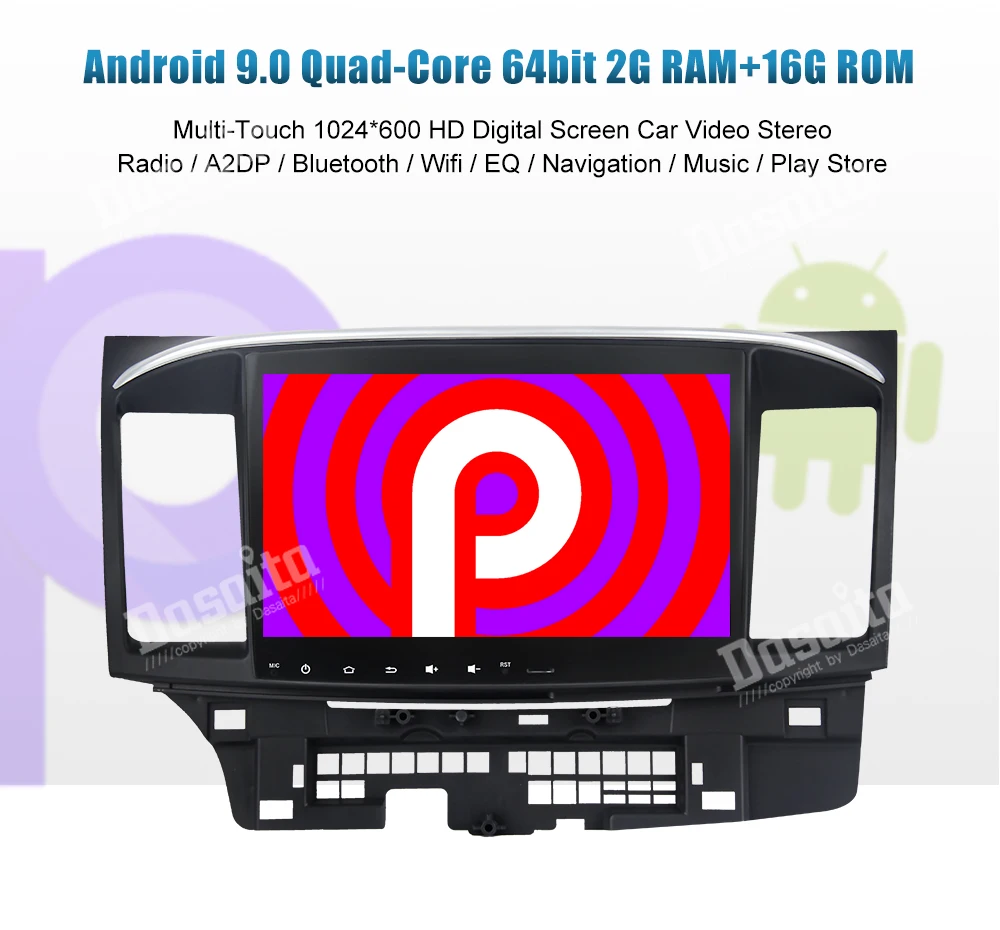 Discount Dasaita Car Accessories Android 9.0 Car 1 din Radio Player GPS Navi with 10.2" Multimedia HD Touch Screen for Mitsubishi Lancer 6