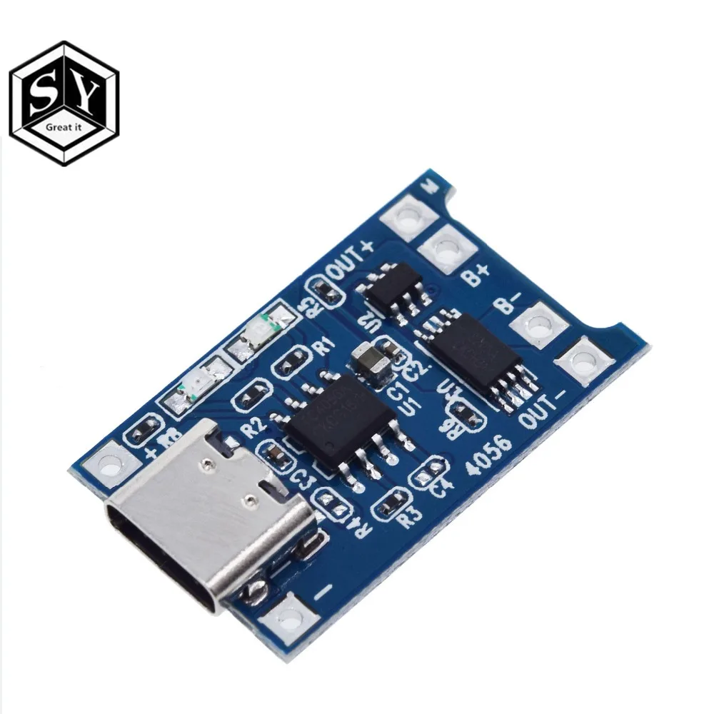 Зарядная плата Great IT 5 в 1A Micro USB 18650 type c для литиевых батарей модуль зарядного
