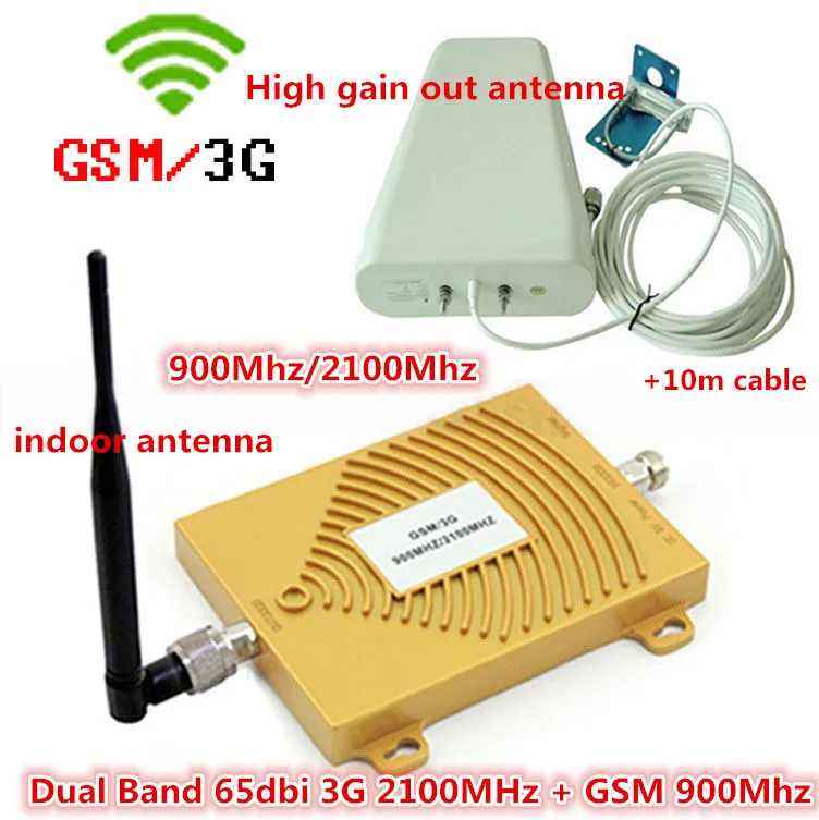 

Full Sets GSM 900MHz GSM 2100MHz Repeater Dual Band GSM 3G W-CDMA Mobile Phone Signal Repeater Booster Amplifier With Antenna