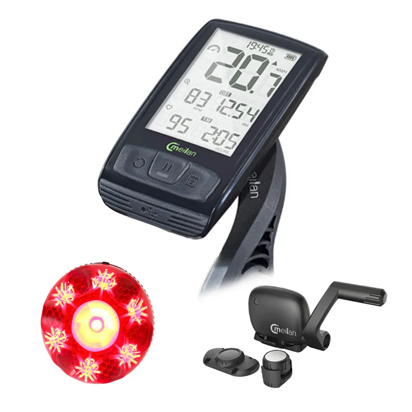 

Wireless Bike Computer Bicycle Speedometer cycling Tachometer cadence Bluetooth Sensor free taillight