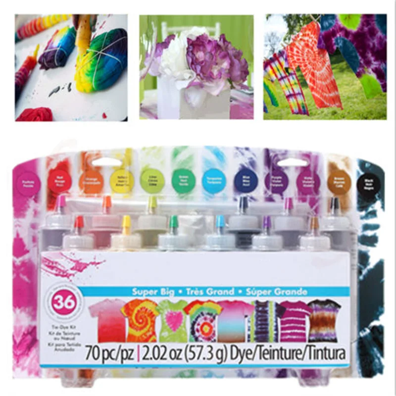 12 шт тюльпан один шаг Tie Dye Kit Яркая Ткань Текстиль Перманентная краска цвета для Solo проектов и семейных развлечений