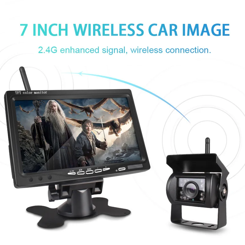 

Wireless 7 Inch HD TFT LCD Vehicle Rear View Monitor 120 Degree Wireless Backup Camera Parking System For Truck RV Trailer Bus