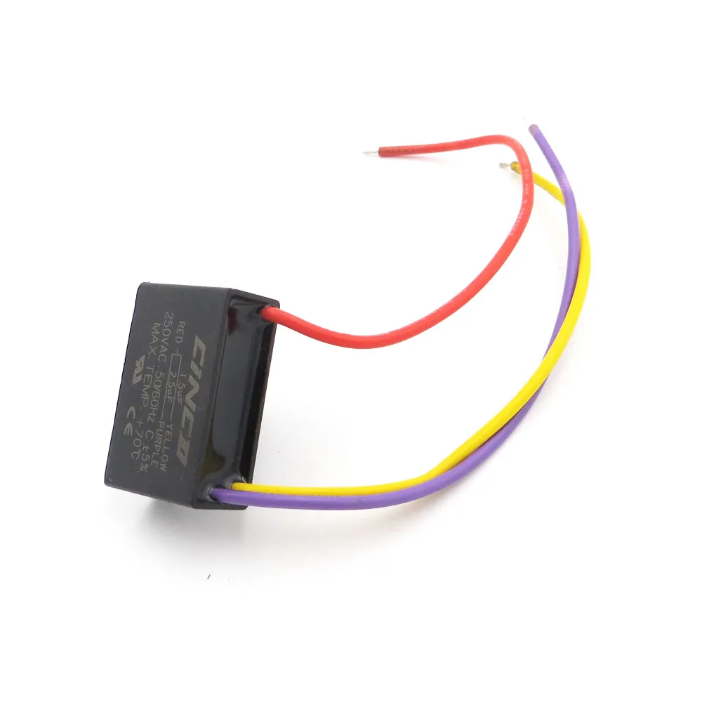 

CBB61 1.5 uF + 2.5 uF 250V 3 wires Motor Run Capacitor electrical fan 3 Speed electric fanners Electronic Regulator Cable 250VAC
