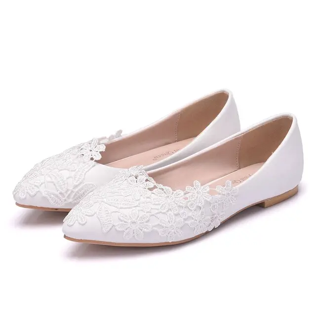 white lace ballet flats