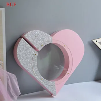 

BUF MDF Cute Pink Heart Piggy Box Cute Kids Gift Home Decoration Cash Coin Saving Box Creative House Money Box Ornament