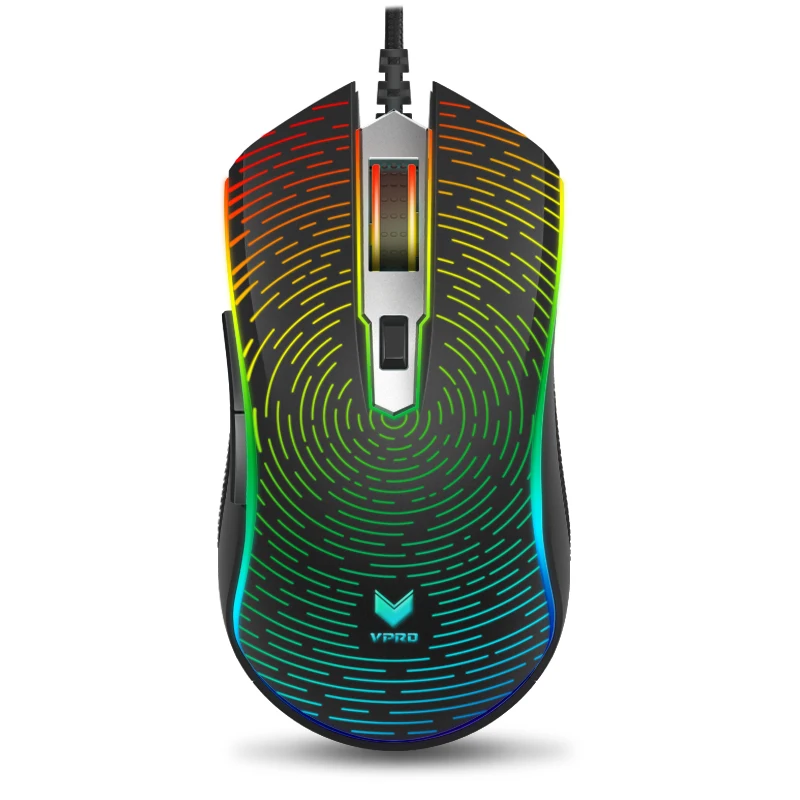 RAPOO V25S RGB оптическая игровая мышь USB Настольная проводная 16 миллионов цветов для