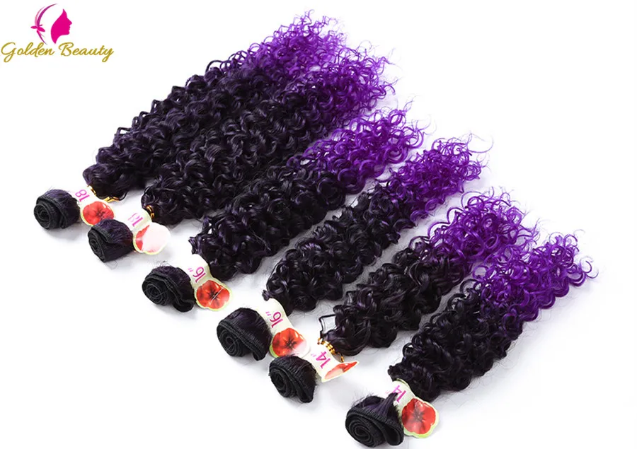 polegada Ombre roxo e marrom Sintético Tramas do cabelo