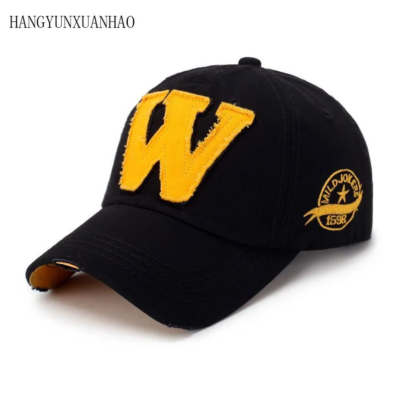 

Cotton Letter W Baseball Cap Retro Outdoor Sports Caps Women Bone Gorras Curved Fitted Washed Vintage Dad Hats For Men