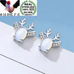 OMHXFC Оптовая Продажа Европейская мода для девушек и женщин праздничный свадебный подарок белый олень лунный камень 100% Серебро 925 пробы