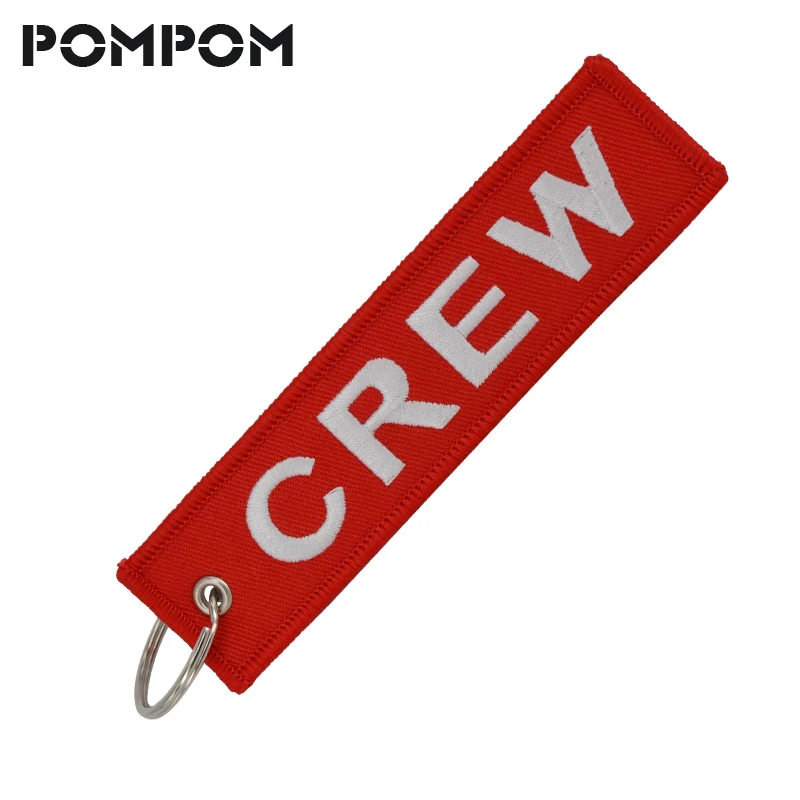 Crew Key Chains OEM Keychain Jewelry Luggage Tag Safety Label Embroidery Crew Key Ring Chain for Aviation Gifts