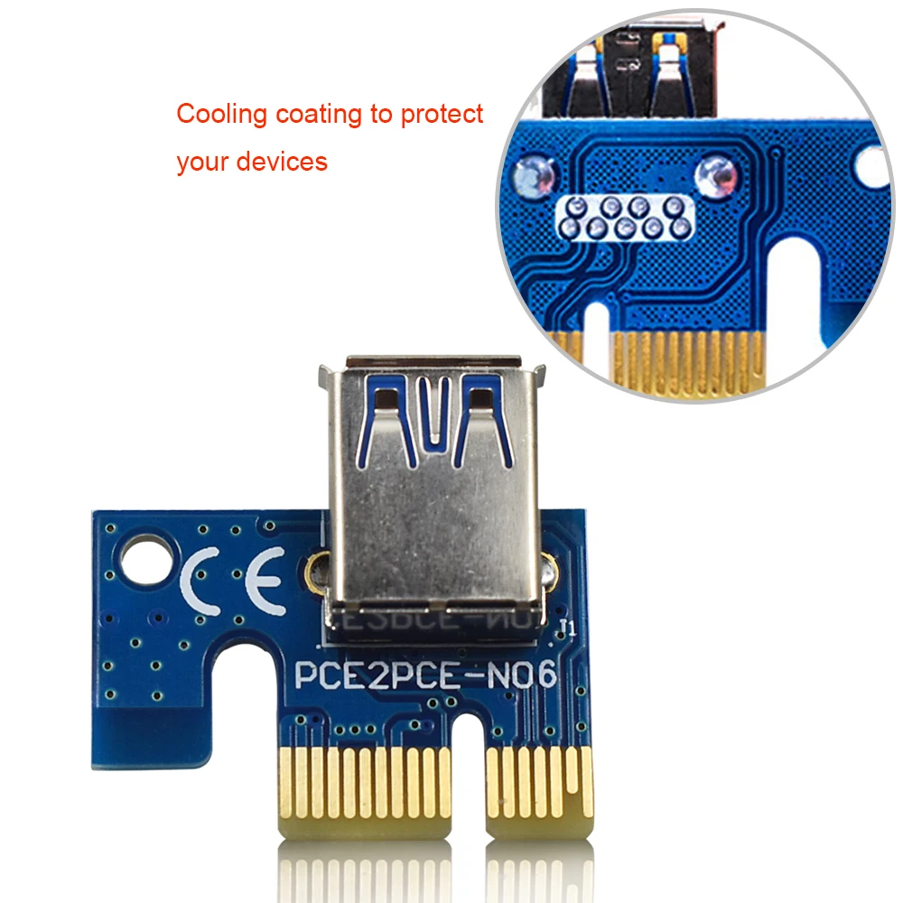TISHRIC Ver006 PCI Express Riser Card 1x до 16x Usb3.0 кабель 60 см E удлинитель Sata 4pin Molex Power для Btc Miner