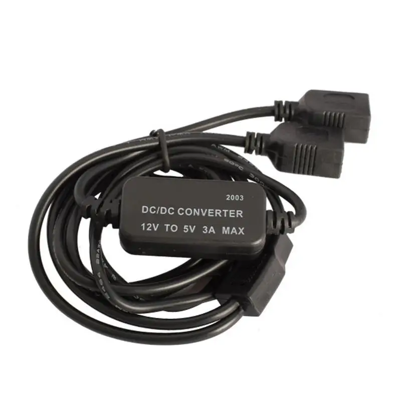 

12V to 5V 3A 15W Double USB Female Socket DC-DC Buck Converter Step Down Module Car Charger Converter Aux Cable Cord Wire