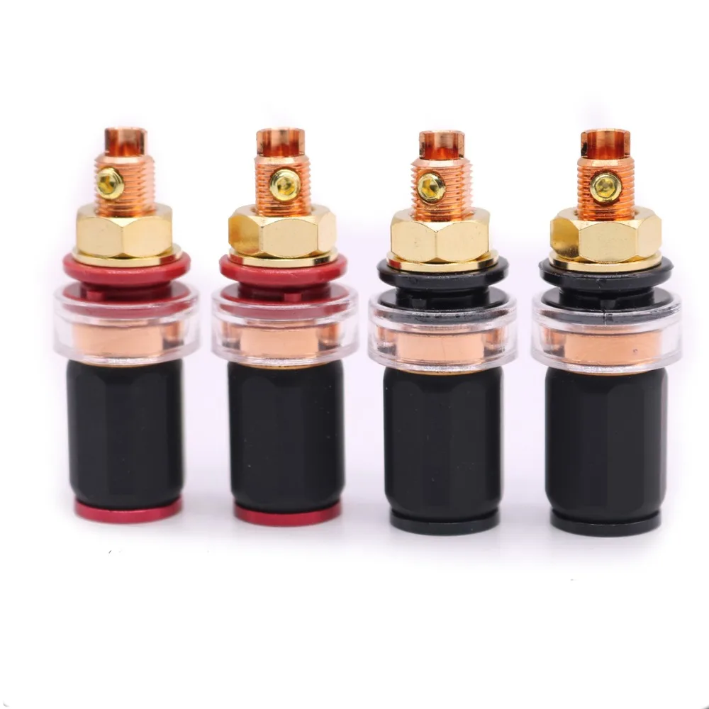 

4pcs HIFI DIY Real Red copper Electronic Banana Plug Female Socket Speaker Terminal Binding Post