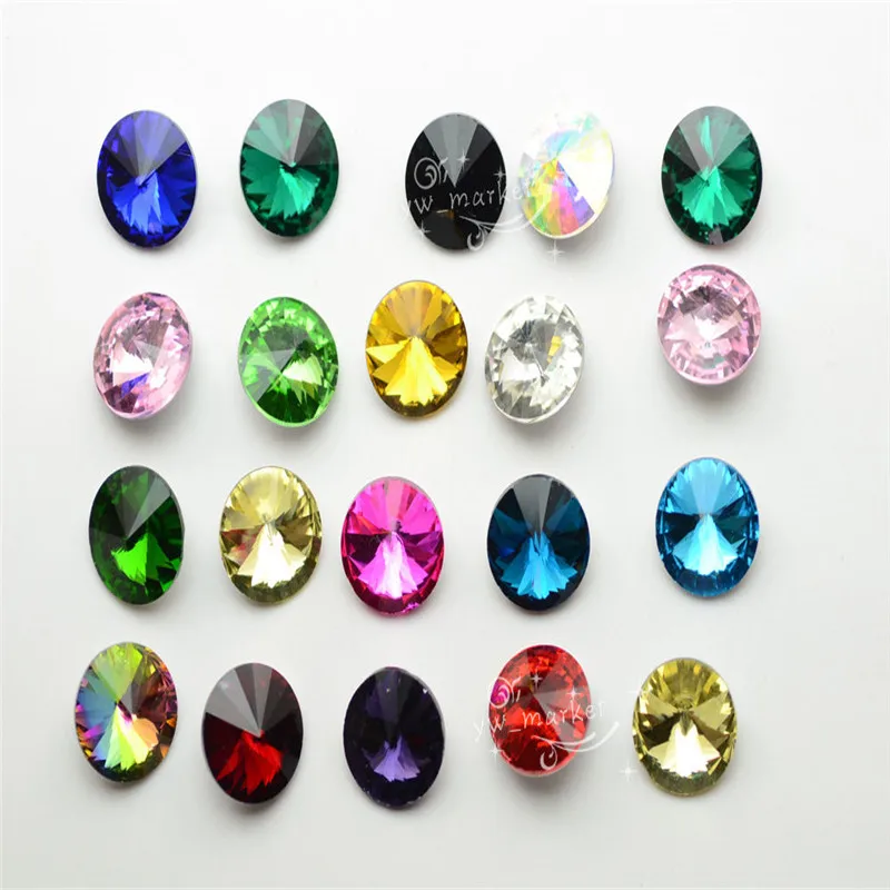 

Rivoli Glass Rhinestone Color Round Strass Stones Jewelry Making 10 12 14 16 18mm