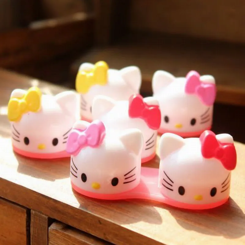 

New 3D Hello Kitty Cartoon Contact Lenses Box Funny Eyewear Cases