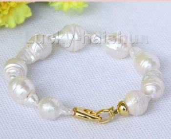 

FREE shipping>>>>natural 8" 18mm baroque white Reborn keshi pearls Bracelet j10101
