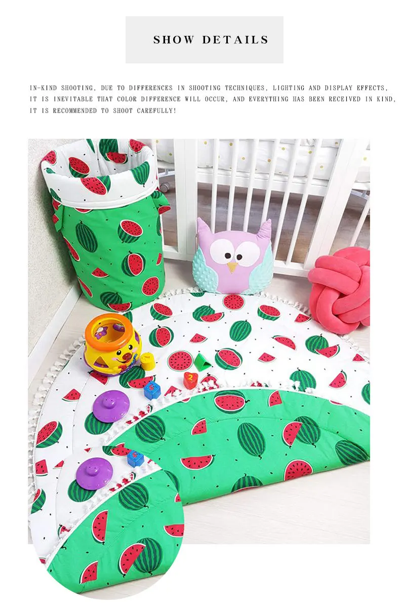 90 см детский ползающий коврик Детская защита окружающей среды двухстороннее одеяло Небьющийся коврик для младенцев арбуз игровой коврик